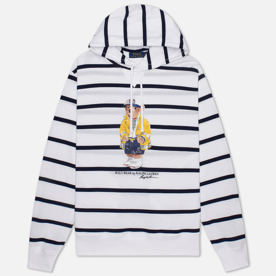 Мужская толстовка Polo Ralph Lauren Iconic Polo Bear Sporting CP-93 Stripe Hoodie White/Cruise Navy