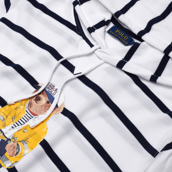 Мужская толстовка Polo Ralph Lauren Iconic Polo Bear Sporting CP-93 Stripe Hoodie White/Cruise Navy