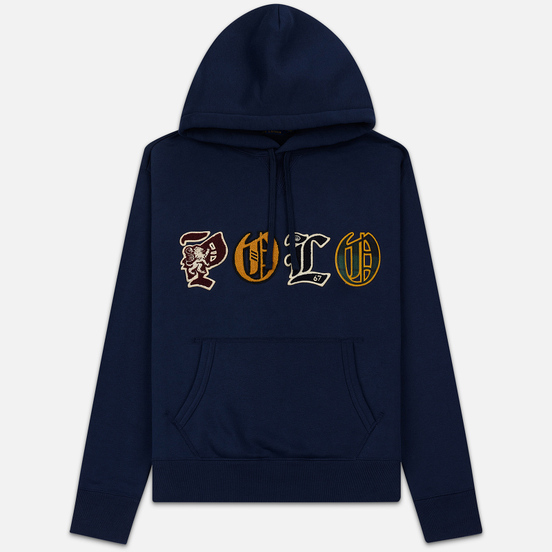 Мужская толстовка Polo Ralph Lauren Patches Heraldic Letters Polo Hoodie Cruise Navy