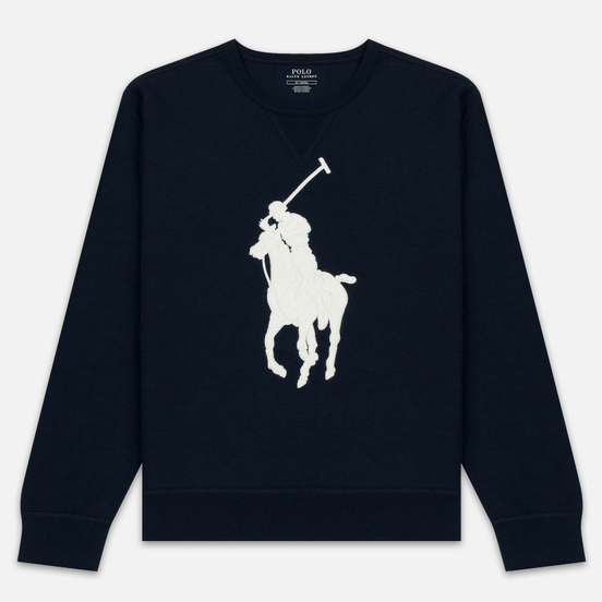 Мужская толстовка Polo Ralph Lauren Signature Embroidered Big Pony Crew Neck Aviator Navy/Cream