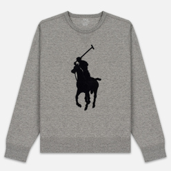 Мужская толстовка Polo Ralph Lauren Signature Embroidered Big Pony Crew Neck Battalion Grey Heather/Black