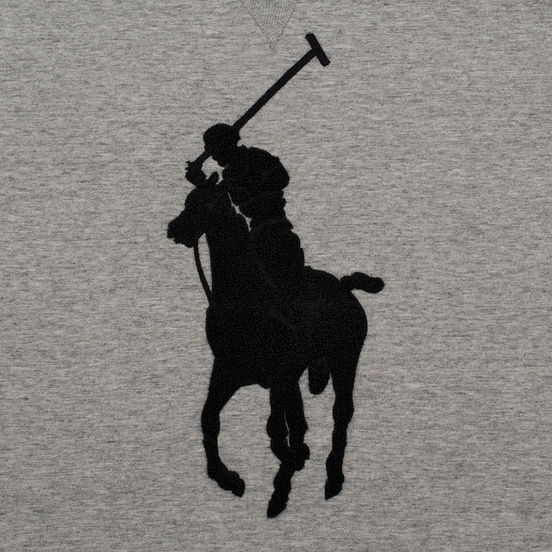 Мужская толстовка Polo Ralph Lauren Signature Embroidered Big Pony Crew Neck Battalion Grey Heather/Black