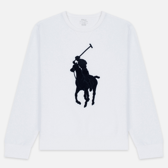 Мужская толстовка Polo Ralph Lauren Signature Embroidered Big Pony Crew Neck White/Navy
