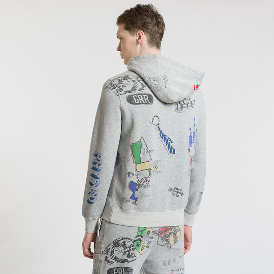 Мужская толстовка Polo Ralph Lauren Vintage Print Hoodie Light Grey Heather