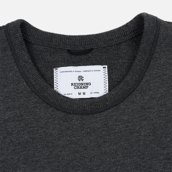 Мужская толстовка Reigning Champ Crew Neck Midweight Twill Terry Heather Charcoal