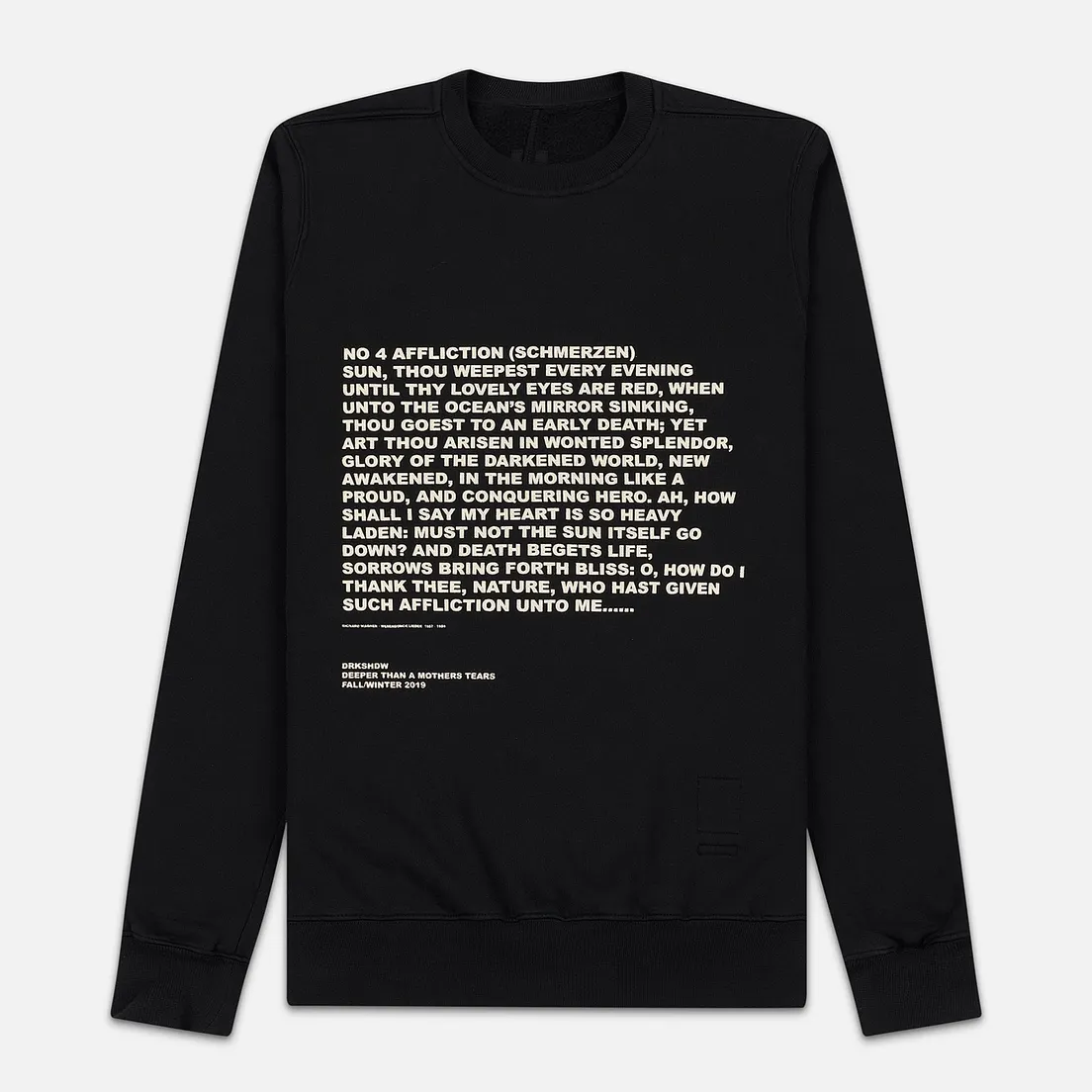 Rick Owens DRKSHDW Мужская толстовка Crew Neck Affliction Print