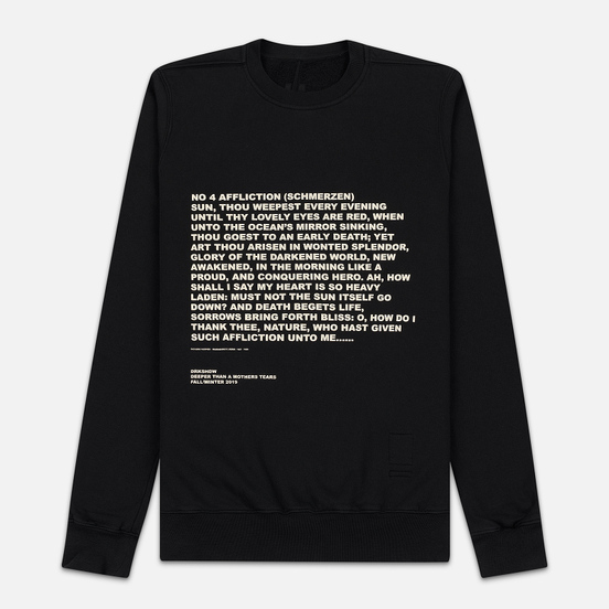 Мужская толстовка Rick Owens DRKSHDW Crew Neck Affliction Print Black/Natural