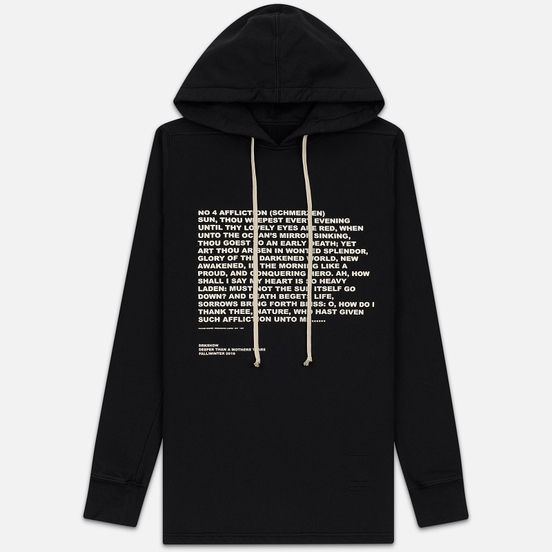 Мужская толстовка Rick Owens DRKSHDW Pullover Hoodie Affliction Print Black/Natural