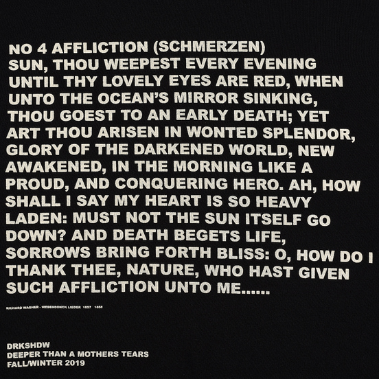 Мужская толстовка Rick Owens DRKSHDW Pullover Hoodie Affliction Print Black/Natural