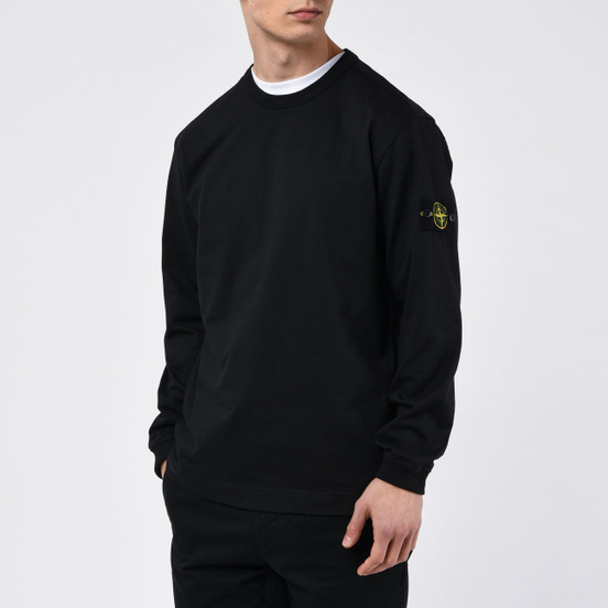 Мужская толстовка Stone Island Classic Crew Neck Heavyweight Cotton Black