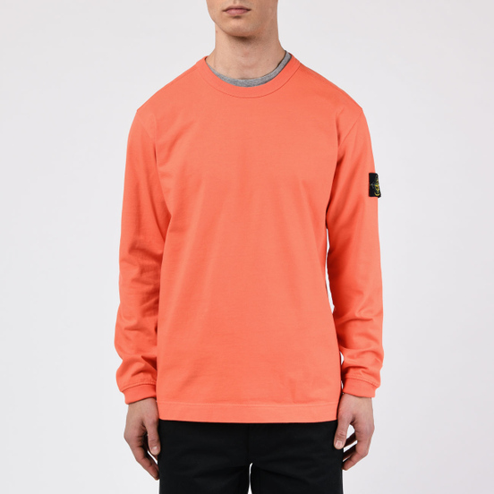 Мужская толстовка Stone Island Classic Crew Neck Heavyweight Cotton Bright Orange