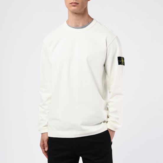 Мужская толстовка Stone Island Classic Crew Neck Heavyweight Cotton Ivory