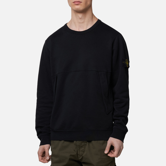 Мужская толстовка Stone Island Crew Neck Diagonal Pockets Black