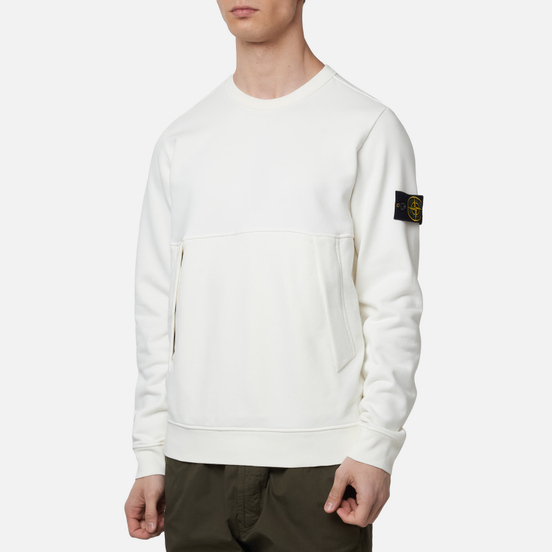 Мужская толстовка Stone Island Crew Neck Diagonal Pockets Ivory