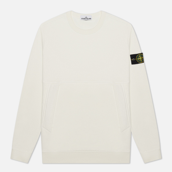 Мужская толстовка Stone Island Crew Neck Diagonal Pockets Ivory