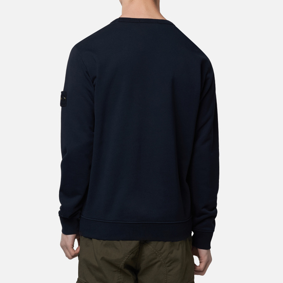 Мужская толстовка Stone Island Crew Neck Diagonal Pockets Navy Blue