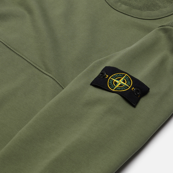 Мужская толстовка Stone Island Crew Neck Diagonal Pockets Olive
