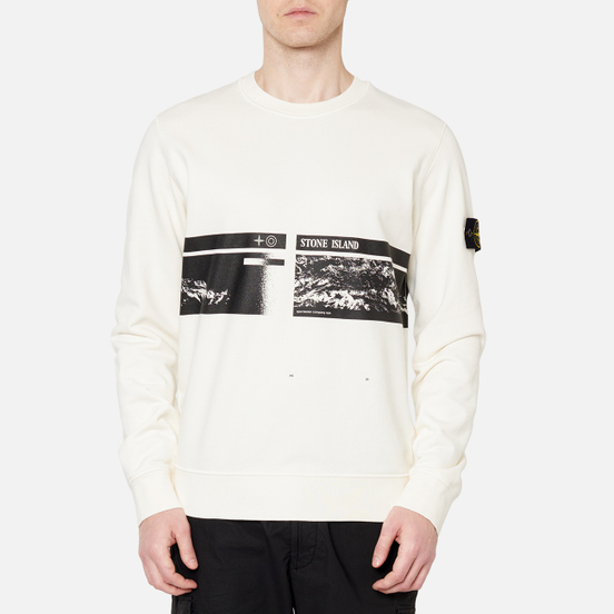 Мужская толстовка Stone Island Drone Three Crew Neck Ivory