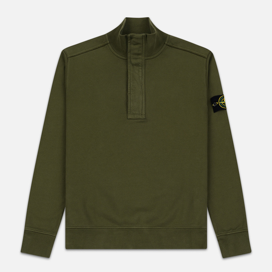 Мужская толстовка Stone Island Garment Dyed Half Zip Olive Green