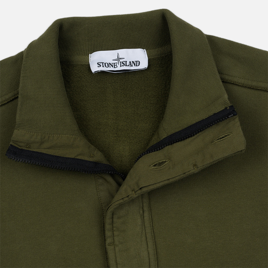 Мужская толстовка Stone Island Garment Dyed Half Zip Olive Green