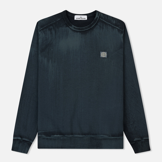 Мужская толстовка Stone Island Hand Brushed Colour Treatment Crew Neck Blue Grey
