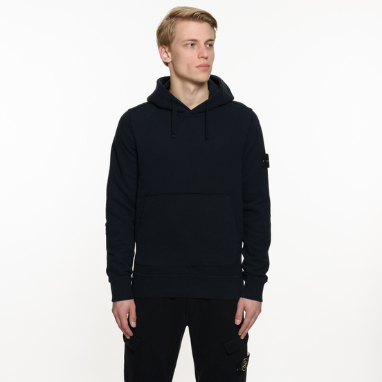 Мужская толстовка Stone Island Hooded Brushed Cotton Fleece Navy Blue
