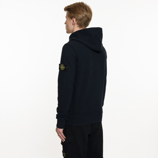 Мужская толстовка Stone Island Hooded Brushed Cotton Fleece Navy Blue