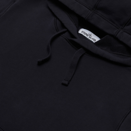 Мужская толстовка Stone Island Hooded Cotton Fleece Pouch Pocket Navy Blue