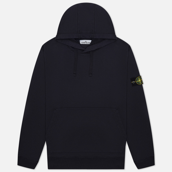 Мужская толстовка Stone Island Hooded Cotton Fleece Pouch Pocket Navy Blue