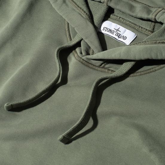 Мужская толстовка Stone Island Hooded Cotton Fleece Pouch Pocket Olive Green