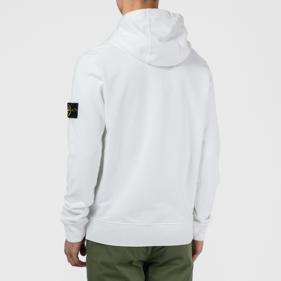 Мужская толстовка Stone Island Hooded Cotton Fleece Pouch Pocket White