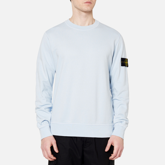 Мужская толстовка Stone Island Lightweight Loopback Cotton Crew Neck Cielo