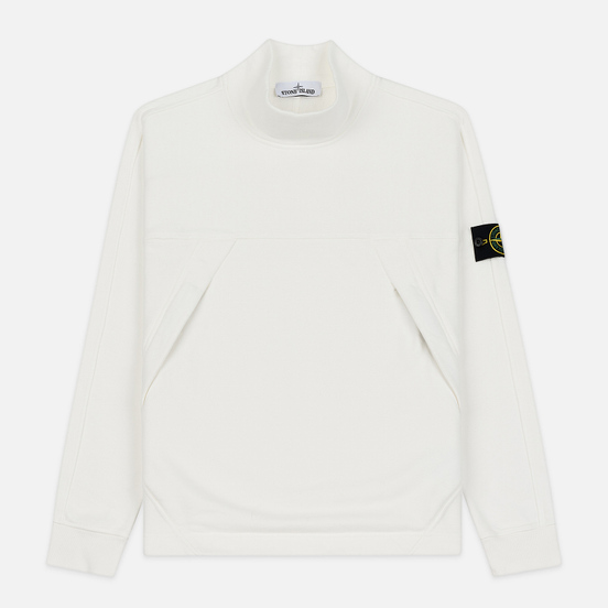 Мужская толстовка Stone Island Mock Neck Brushed Cotton Fleece Natural White