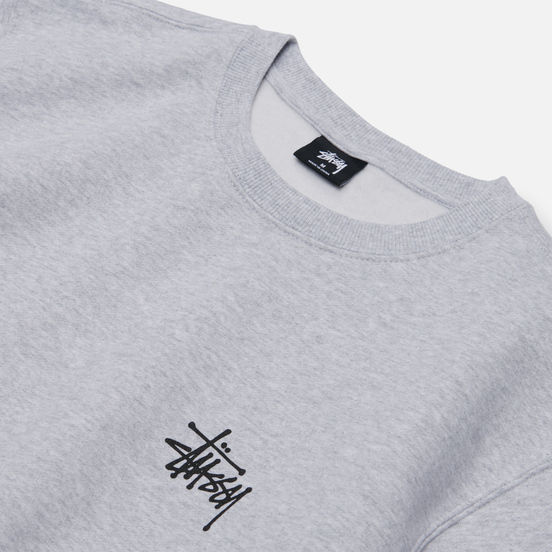 Мужская толстовка Stussy Basic Stussy Crew Screenprint Ash Heather/Black