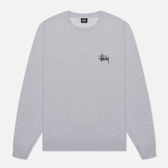 Мужская толстовка Stussy Basic Stussy Crew Screenprint Ash Heather/Black