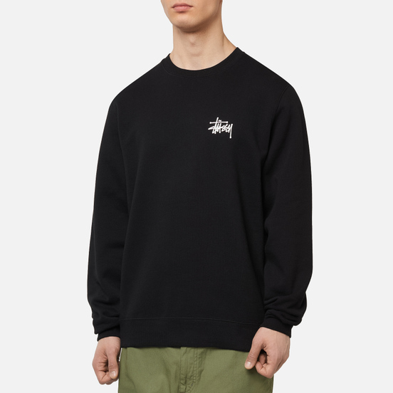 Мужская толстовка Stussy Basic Stussy Crew Screenprint Black/White