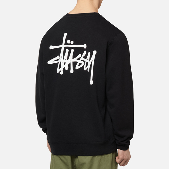 Мужская толстовка Stussy Basic Stussy Crew Screenprint Black/White