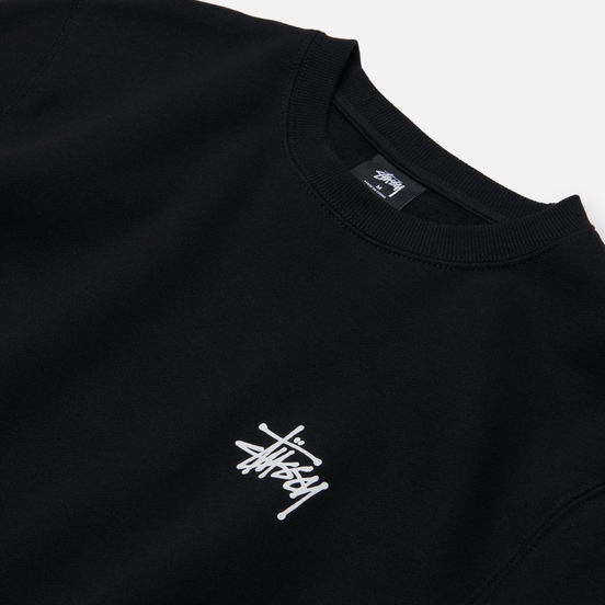 Мужская толстовка Stussy Basic Stussy Crew Screenprint Black/White