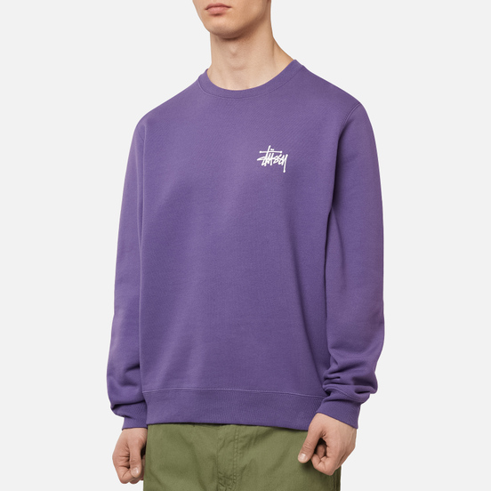 Мужская толстовка Stussy Basic Stussy Crew Screenprint Purple/White