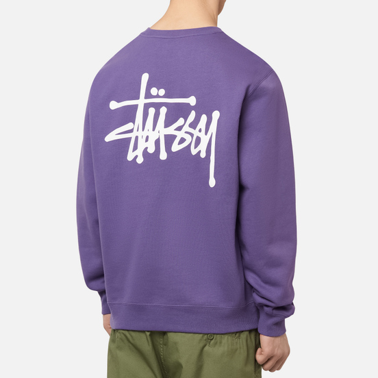 Мужская толстовка Stussy Basic Stussy Crew Screenprint Purple/White