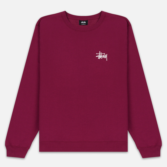 Мужская толстовка Stussy Basic Stussy Crew Wine/White