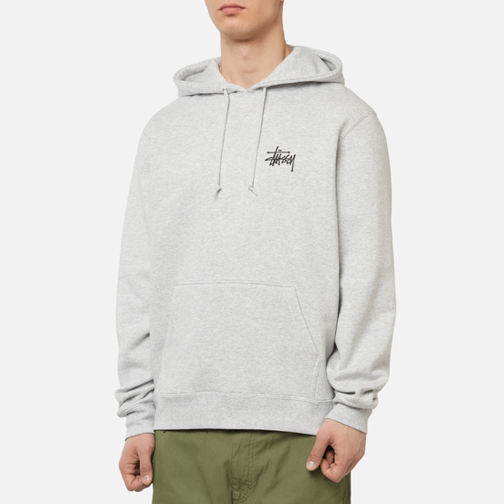 Мужская толстовка Stussy Basic Stussy Screenprint Hoodie Ash Heather