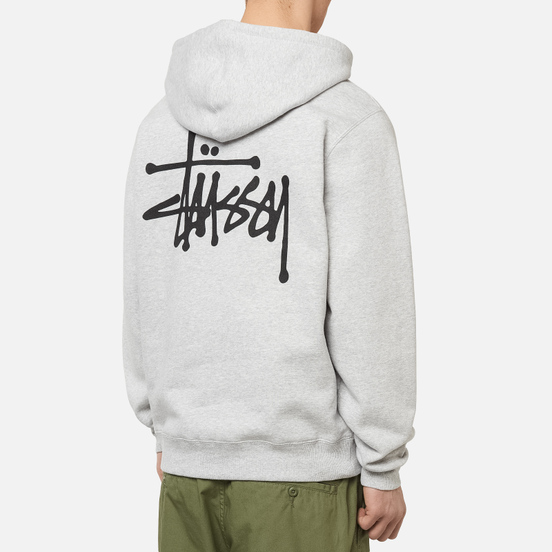 Мужская толстовка Stussy Basic Stussy Screenprint Hoodie Ash Heather
