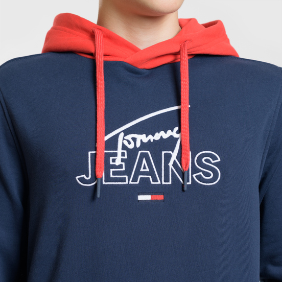 Мужская толстовка Tommy Jeans Color Block Graphic Hoodie Black Iris/Flame Scarlet