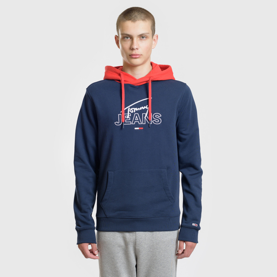 Мужская толстовка Tommy Jeans Color Block Graphic Hoodie Black Iris/Flame Scarlet