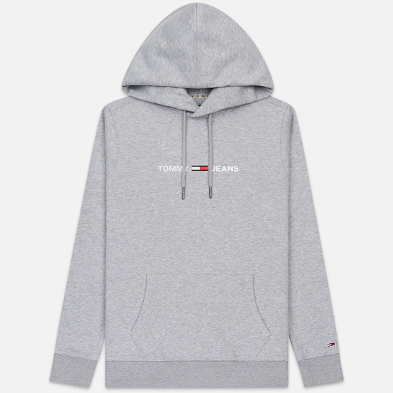 Мужская толстовка Tommy Jeans Straight Small Logo Hoodie Slim Fit Light Grey Heather