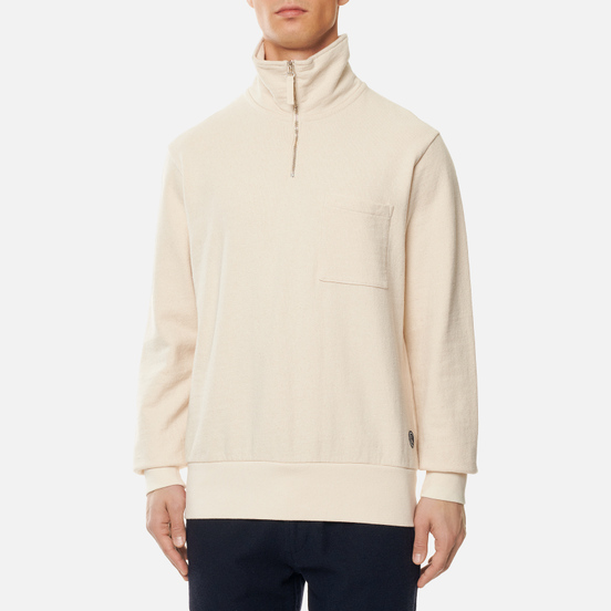 Мужская толстовка Universal Works Half Zip Dry Handle Loopback Ecru