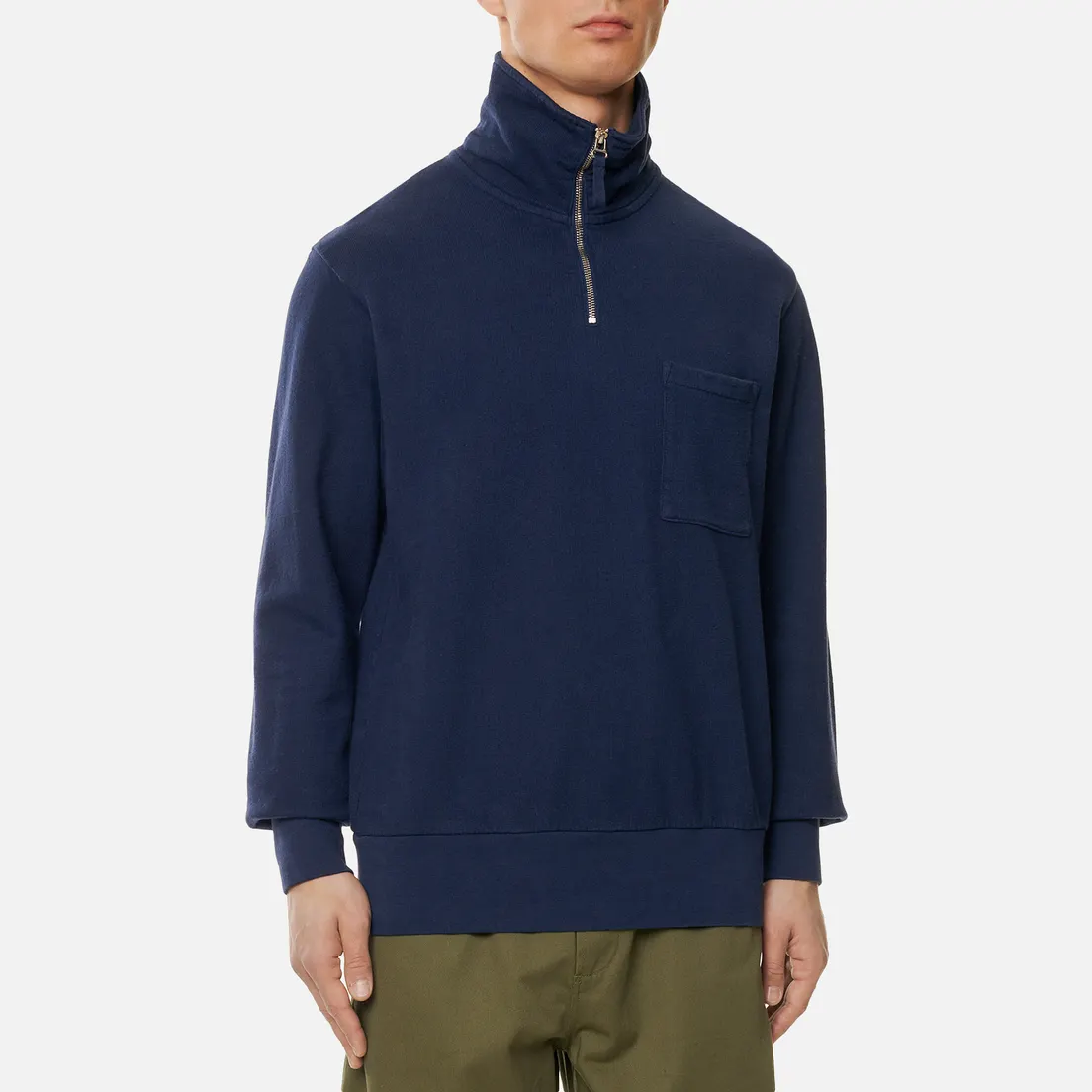 Universal Works Мужская толстовка Half Zip Dry Handle Loopback