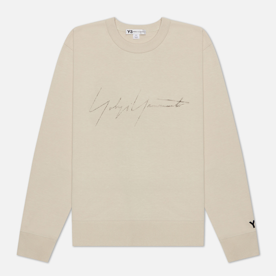 Мужская толстовка Y-3 Distressed Signature Crew Ecru