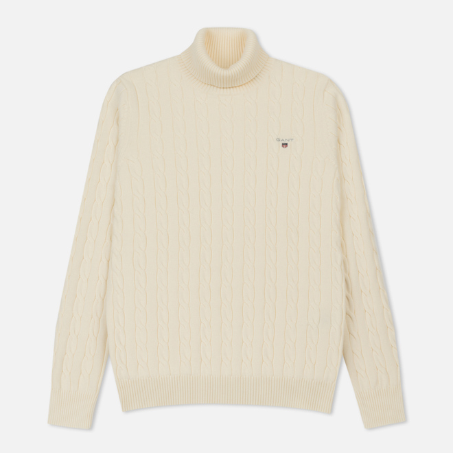 Мужская водолазка Gant Original Cotton Cable Turtle Neck Cream